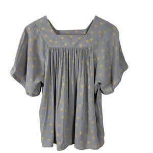 Downeast Women's Top Gray Square Neck Flutter Sleeves Boho Cottagecore Size‎ XS